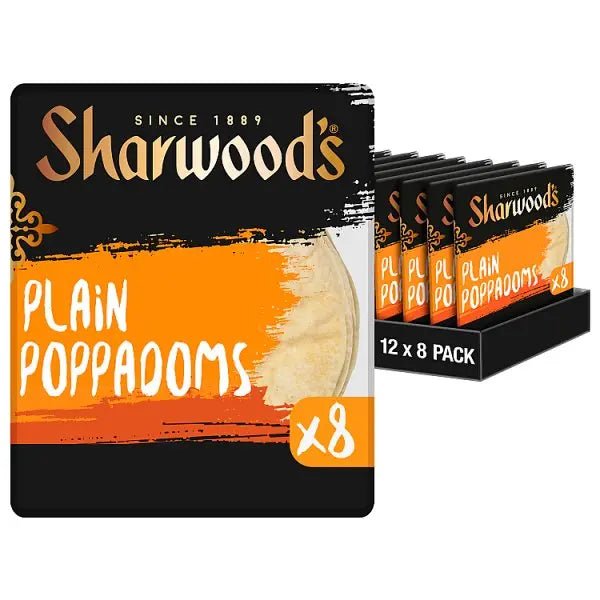 Sharwood's 8 Plain Poppadoms (Case of 5) - Honesty Sales