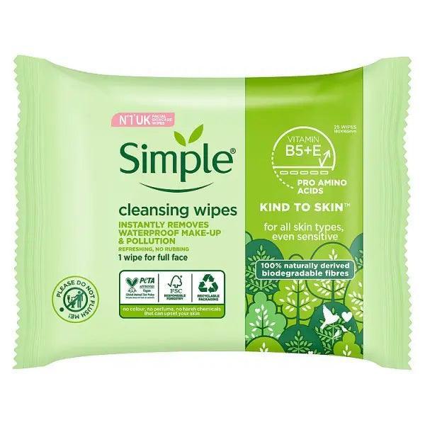 Simple Kind to Skin Cleansing Wipes Bio-degradable 25 wipes (Case of 6) - Honesty Sales