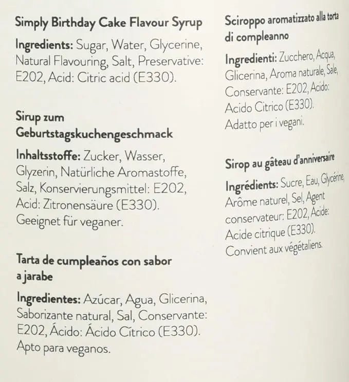 Simply birthday cake syrup - Honesty Sales