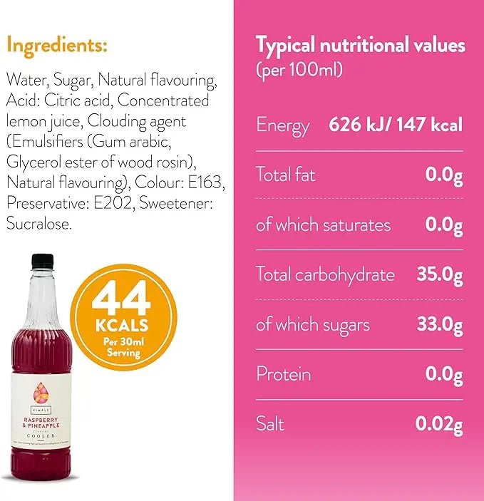 Simply Raspberry and Pineapple Cooler - Honesty Sales