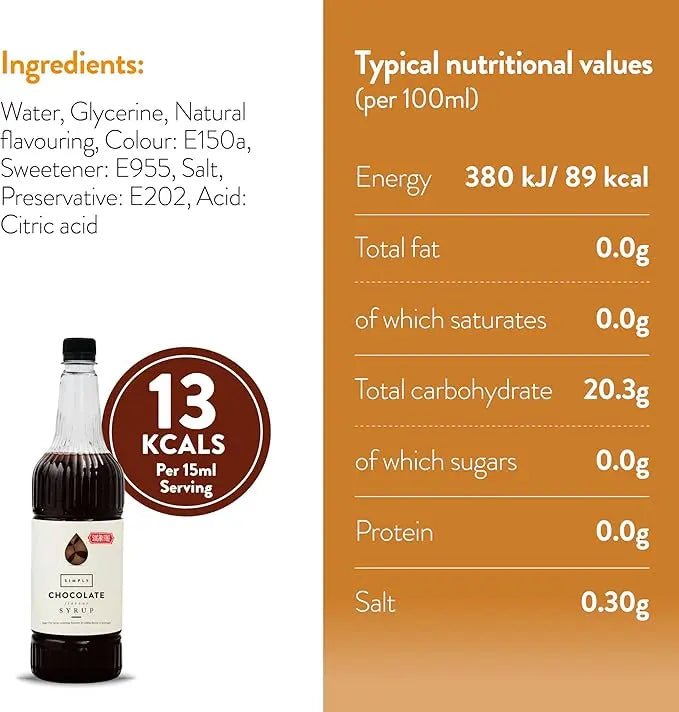 Simply Sugar Free Chocolate Syrup - Honesty Sales