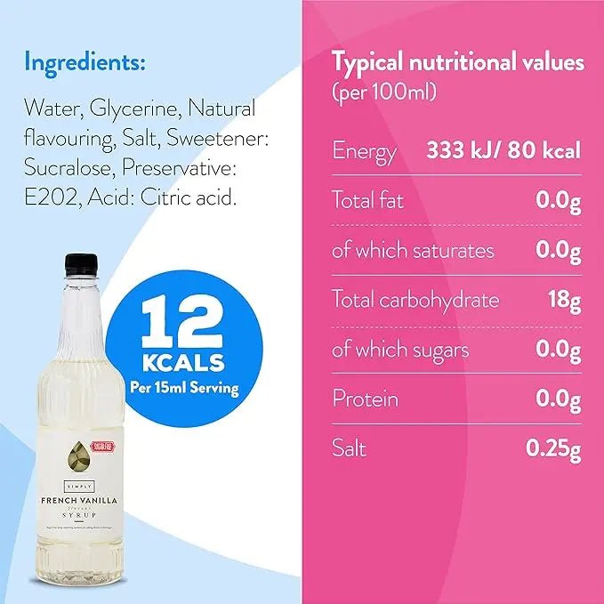 Simply Sugar Free French Vanilla Syrup - Honesty Sales
