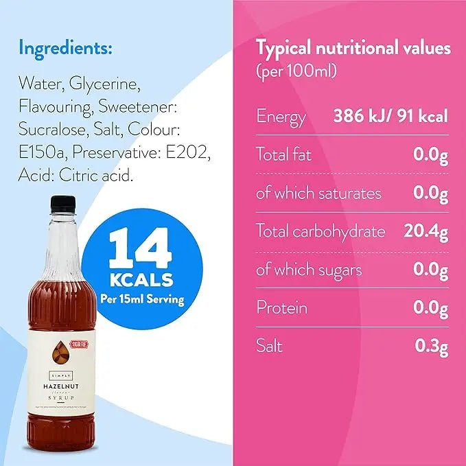 Simply Sugar Free Hazelnut Syrup - Honesty Sales