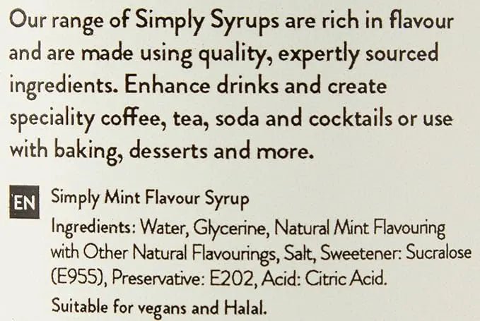 Simply Sugar Free Mint Syrup - Honesty Sales
