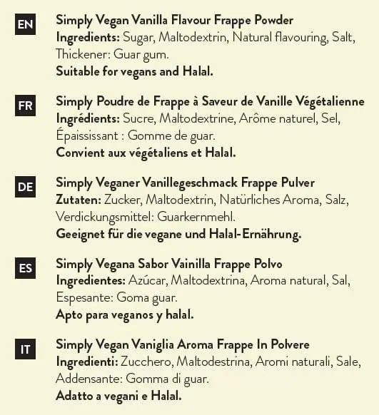 Simply Vegan Vanilla Frappe Powder - Honesty Sales