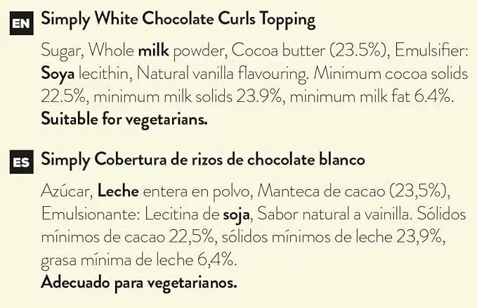 Simply White Chocolate Curls - Honesty Sales