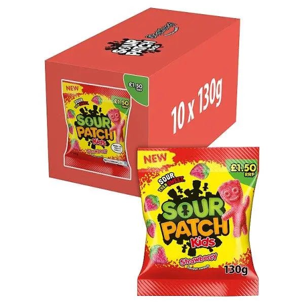 Sour Patch Kids Strawberry Flavour Sweets Bag 130g (Case of 10) - Honesty Sales