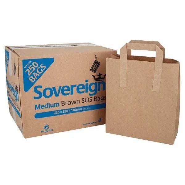 Sovereign Large Brown Block Bottom Take-Away Food Bags - 250 pieces - Honesty Sales