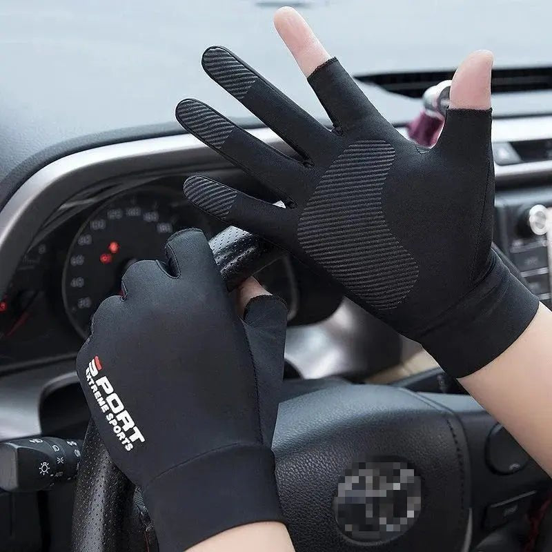 Sports Golf Ice Silk Riding Driving Gloves Non - Slip Fitness UV Protection Gloves - Honesty Sales