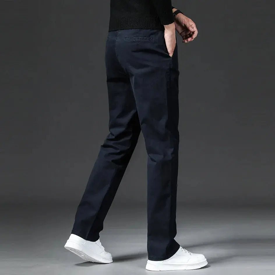 Spring Men's Casual Pants - Straight Fit Cotton Stretch Chino Trousers for Work and Business Wear - Khaki Fashion Regular - Honesty Sales