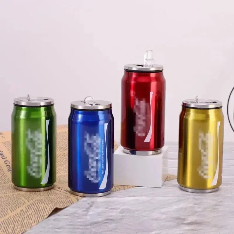 Stainless Steel Cola Shaped Thermos Cup – Double - Layer Vacuum Insulated Travel Mug with Straw for Hot & Cold Drinks - Honesty Sales