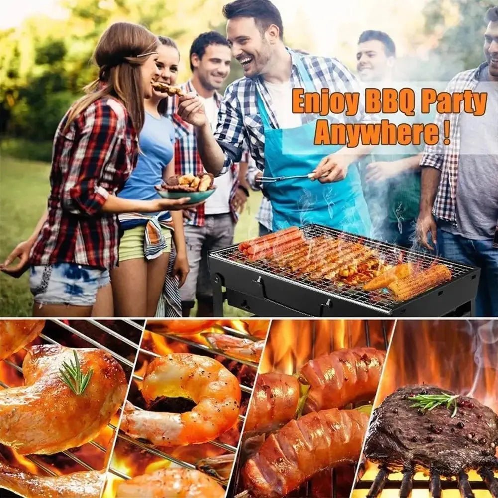 Stainless Steel Folding Charcoal BBQ Grill – Mini Tabletop Barbecue Tool for Outdoor Cooking, Camping & Picnics - Honesty Sales