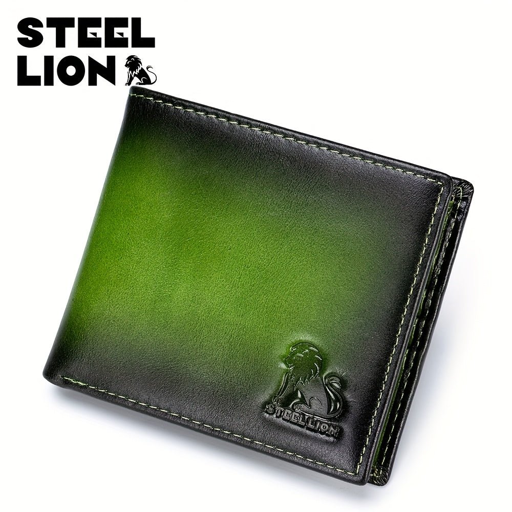 STEELLION Men’s Vintage Genuine Leather Tri - Fold Wallet – RFID Blocking, Ultra - Thin with ID Window & Zipper Coin Pocket - Honesty Sales