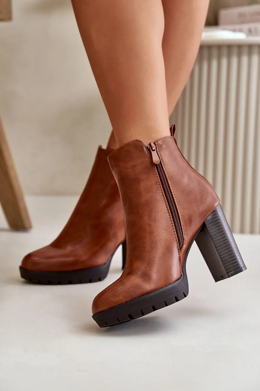 Step in style high column heel eco leather womens boots - Honesty Sales