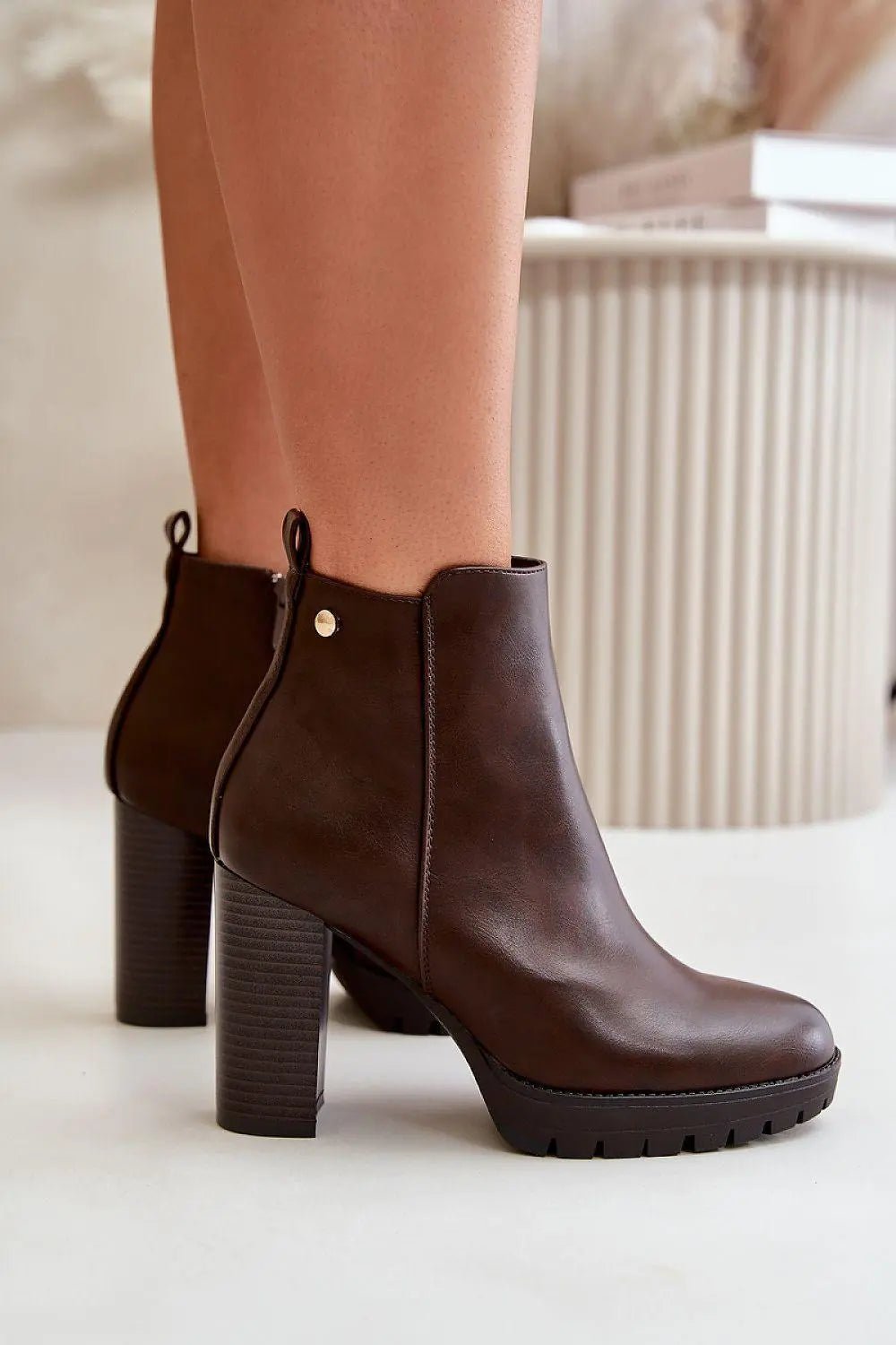 Step in style high column heel eco leather womens boots - Honesty Sales