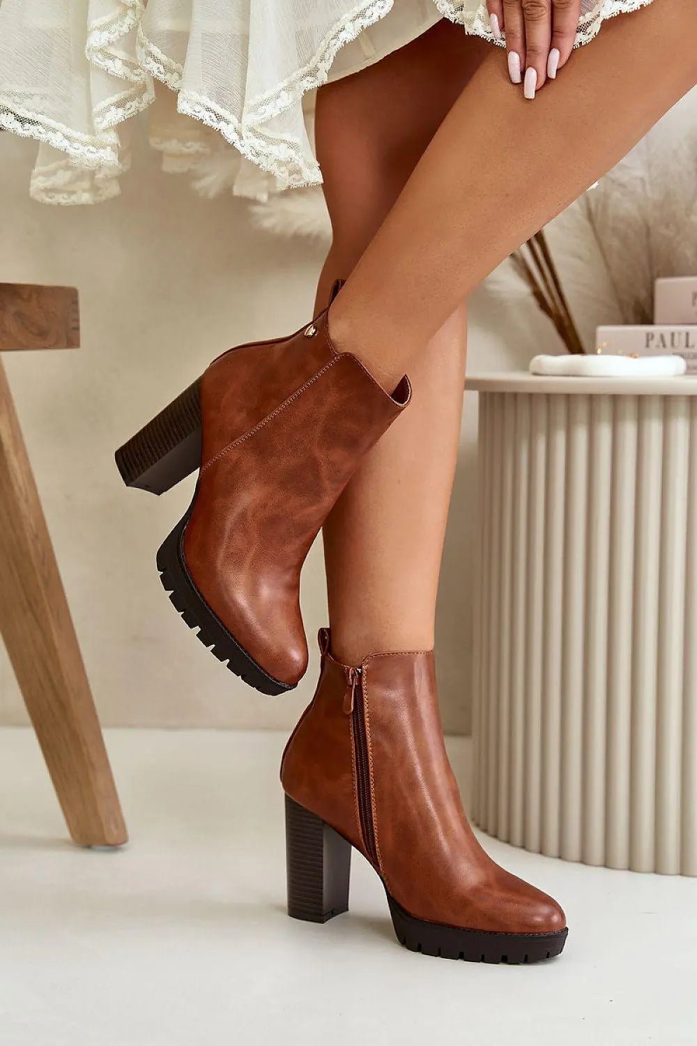 Step in style high column heel eco leather womens boots - Honesty Sales