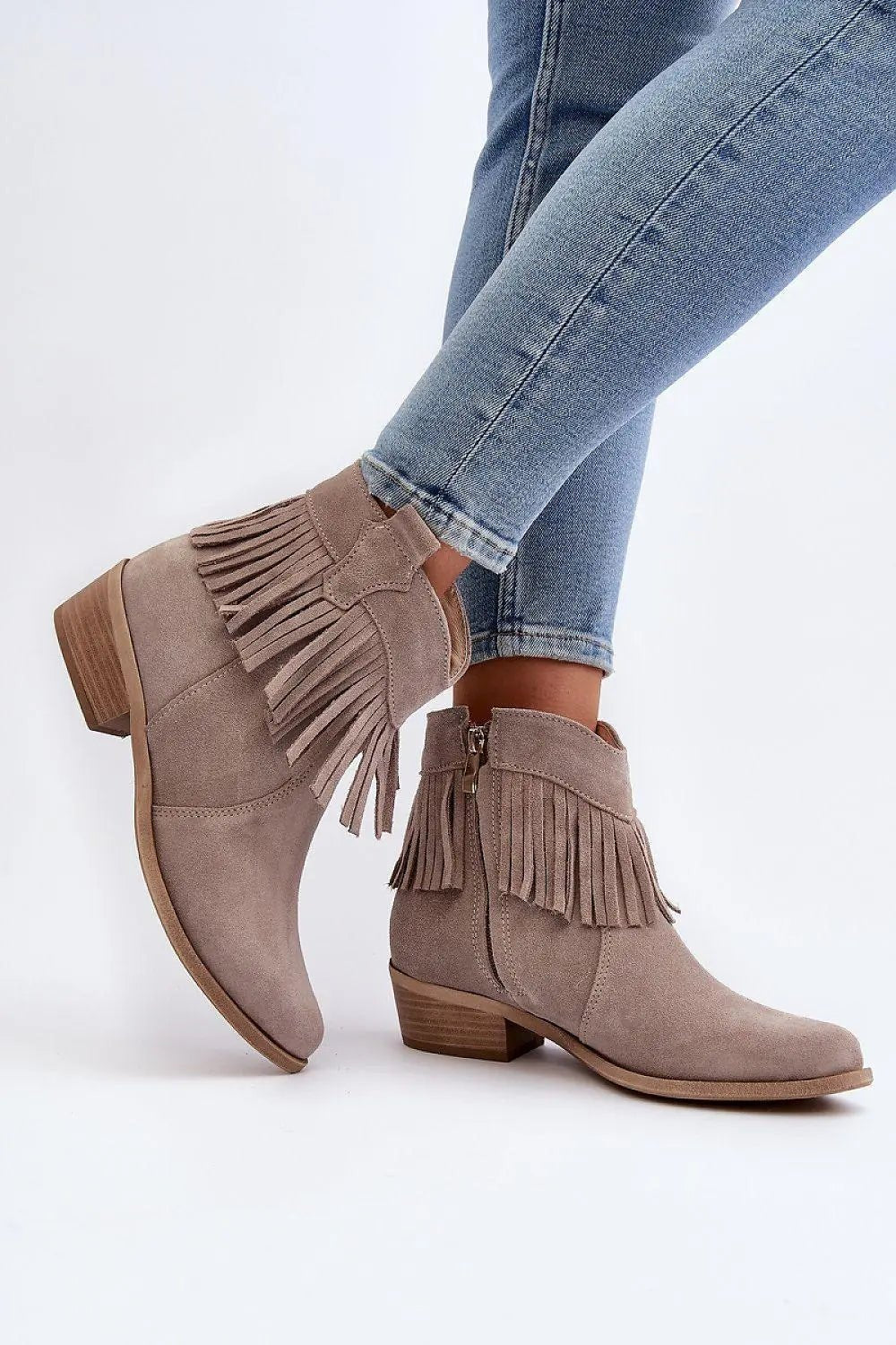 Step in style natural leather women's zipper boots - Honesty Sales