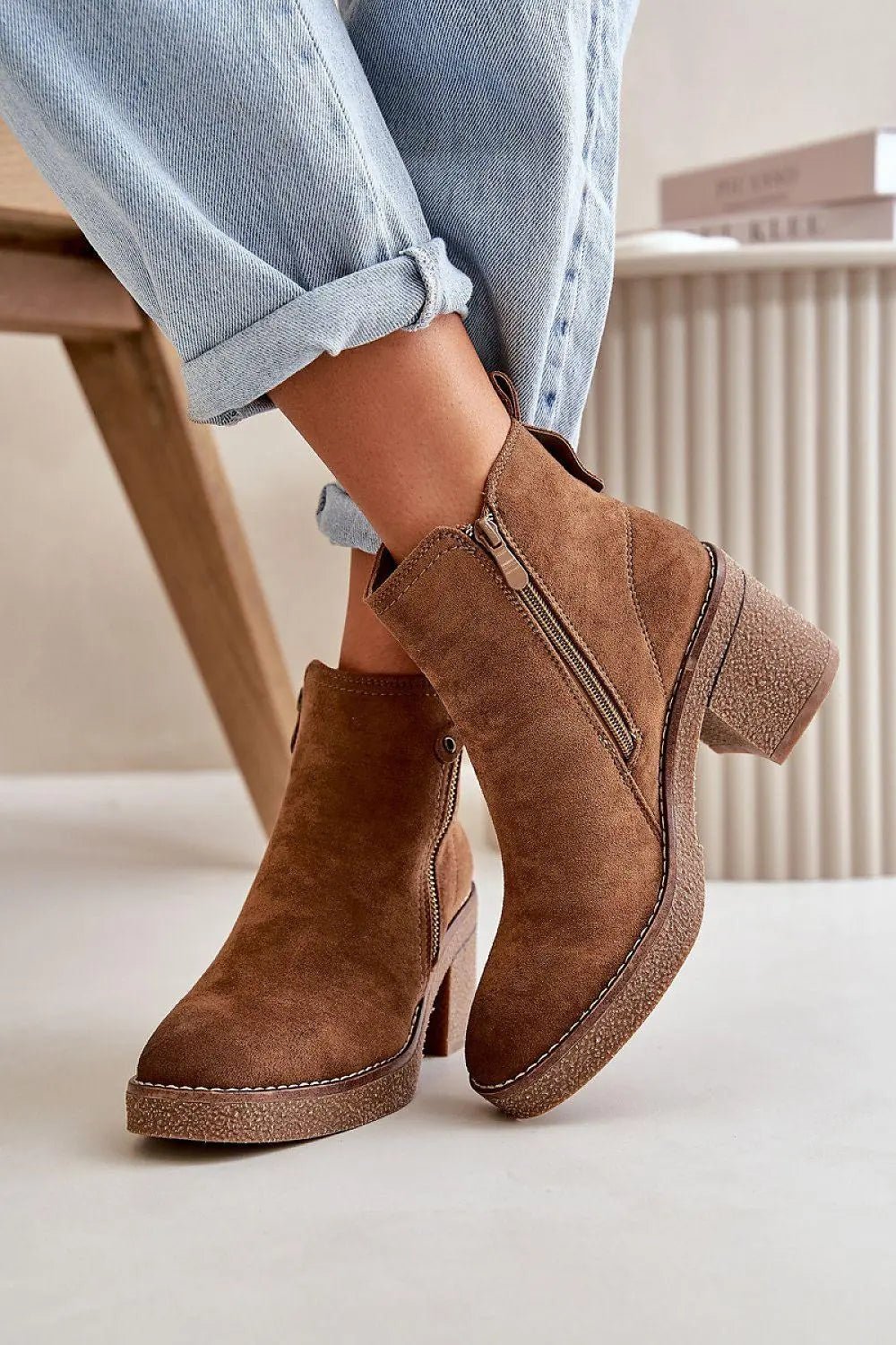 Step in style women's ankle boots made of soft eco suede - Honesty Sales