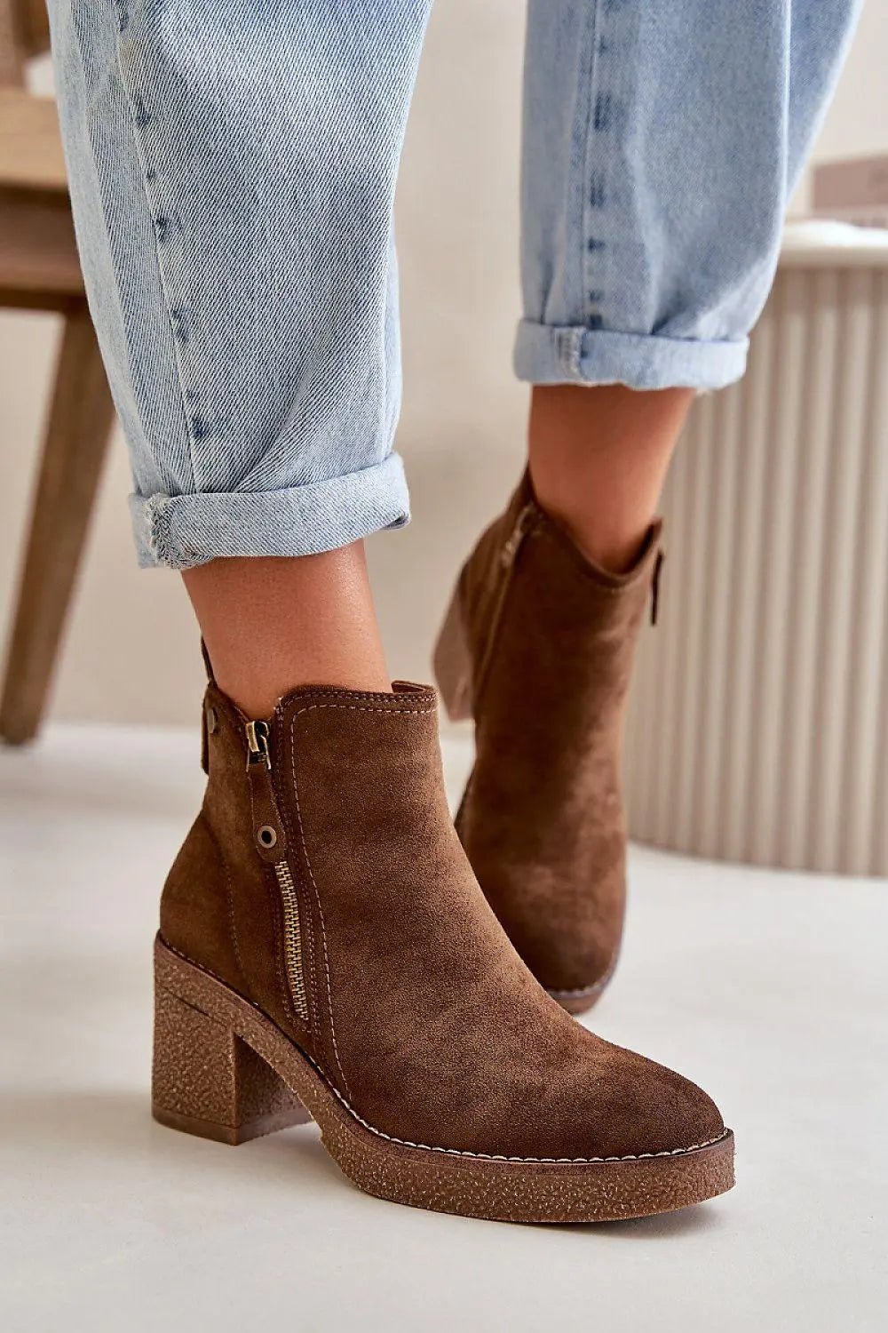 Step in style women's ankle boots made of soft eco suede - Honesty Sales
