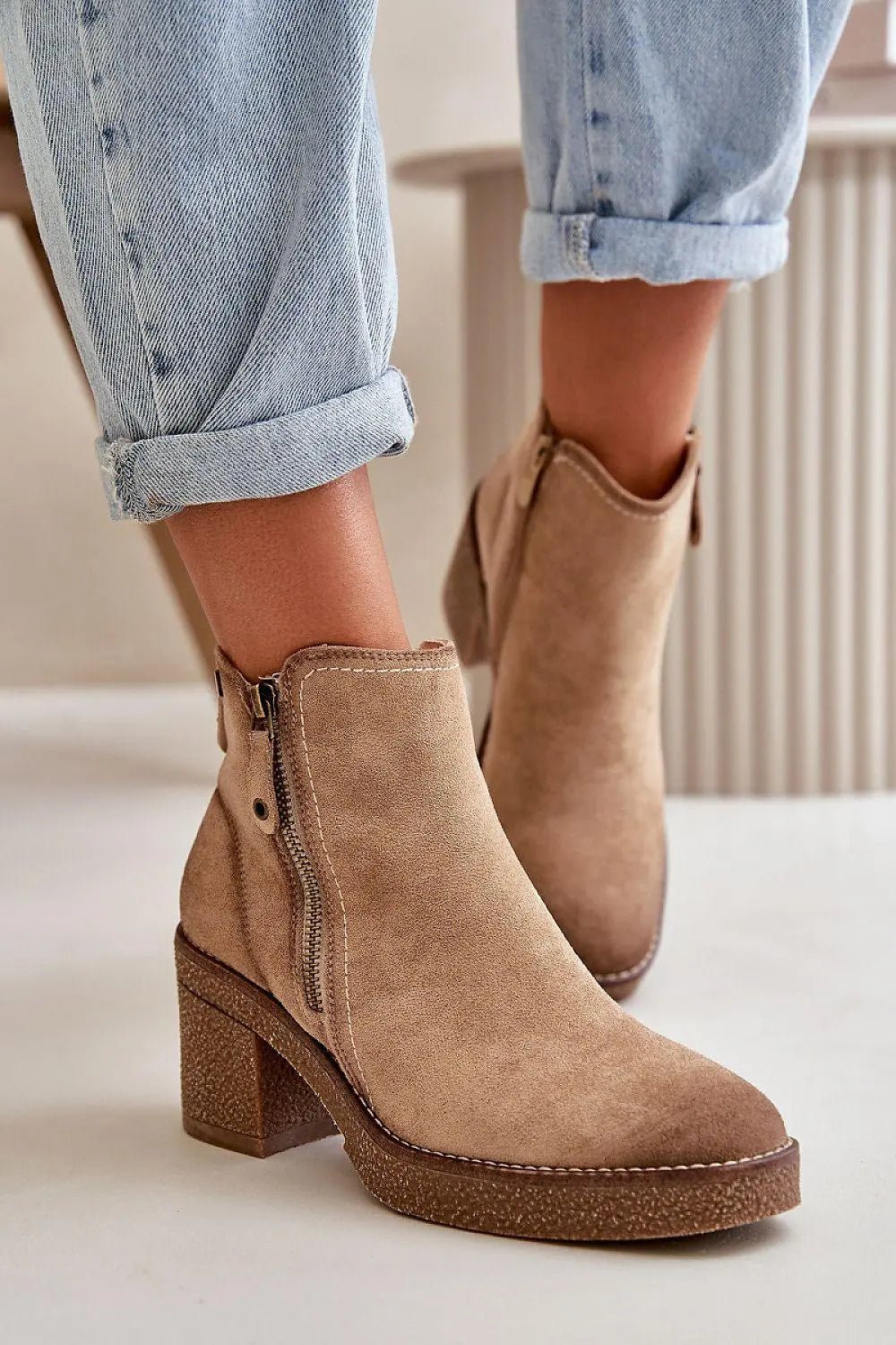 Step in style women's ankle boots made of soft eco suede - Honesty Sales