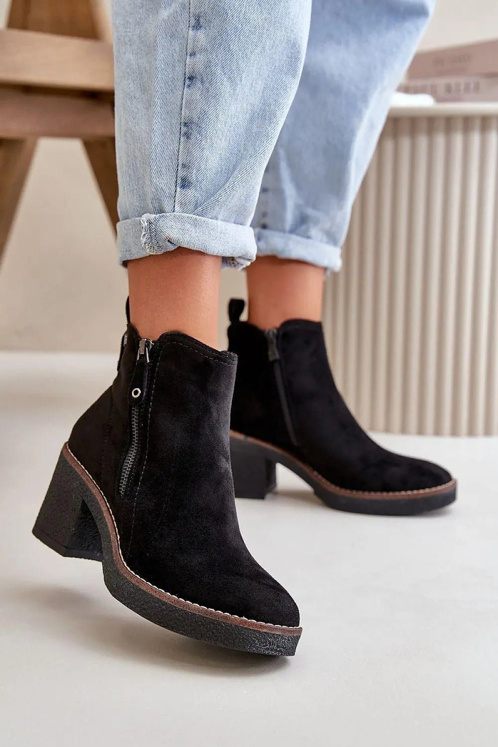Step in style women's ankle boots made of soft eco suede - Honesty Sales