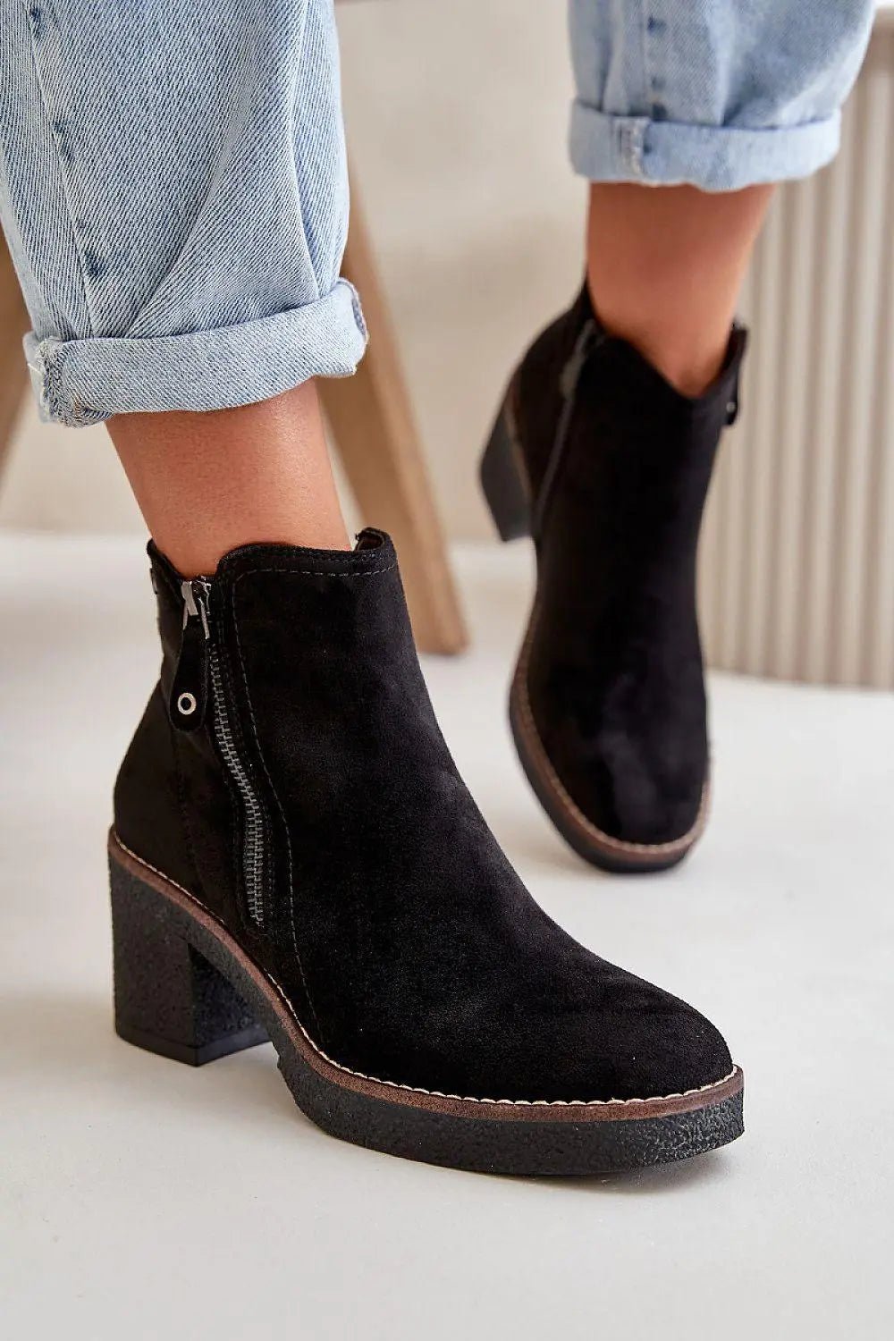 Step in style women's ankle boots made of soft eco suede - Honesty Sales