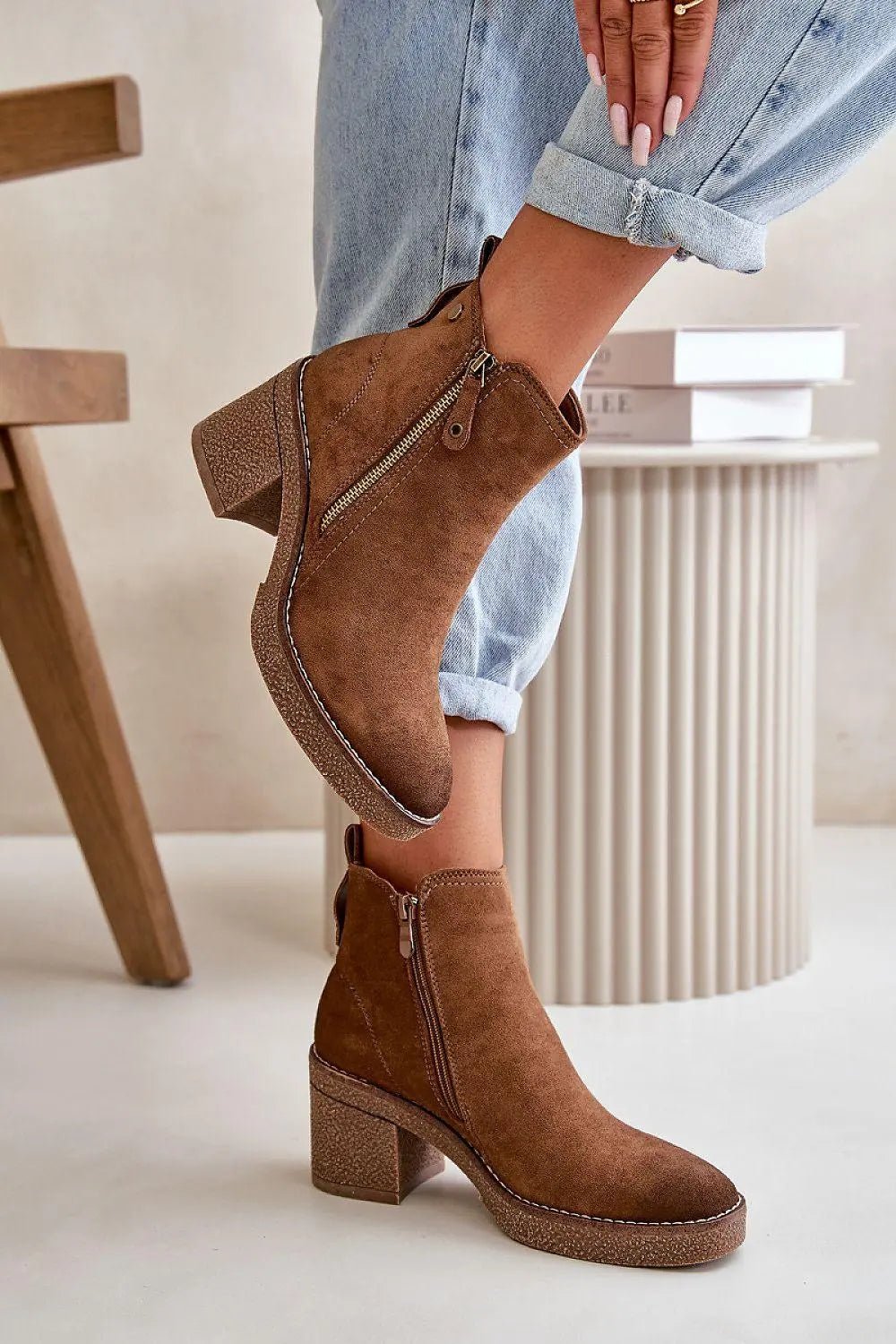 Step in style women's ankle boots made of soft eco suede - Honesty Sales