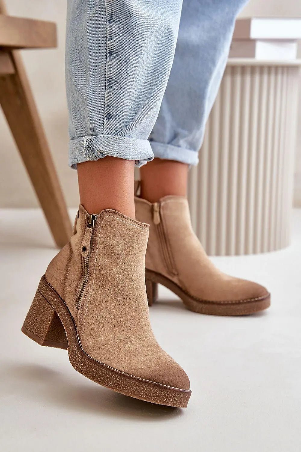 Step in style women's ankle boots made of soft eco suede - Honesty Sales