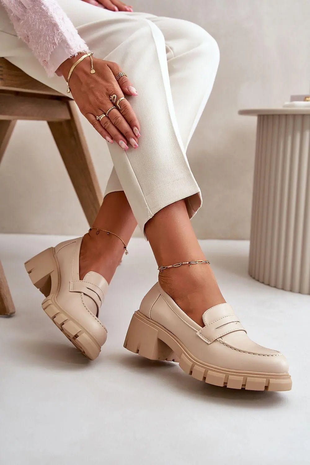 Step in style women's elegant high-quality eco leather heeled low shoes - Honesty Sales