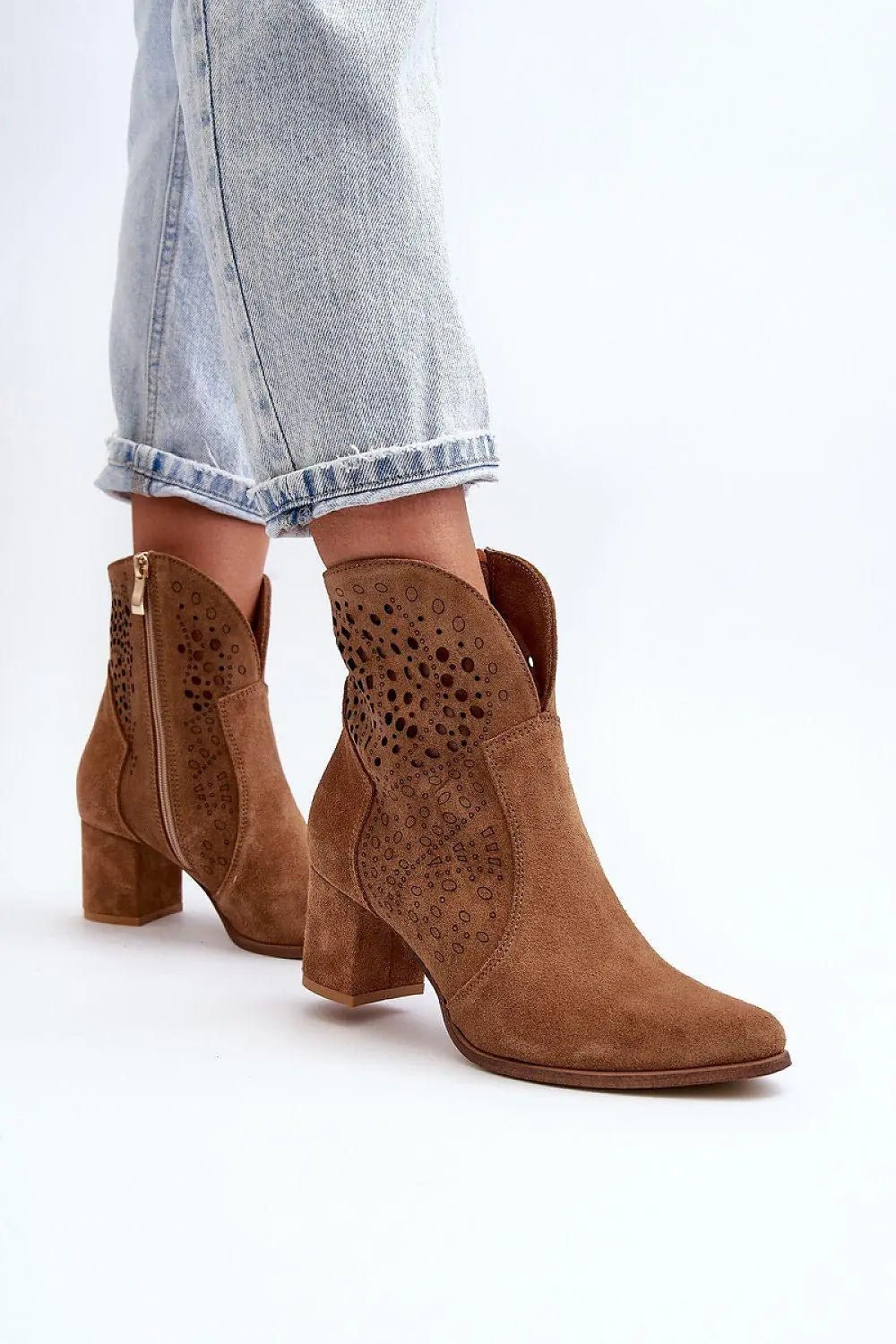 Step in style women's heeled boots were made of natural suede - Honesty Sales