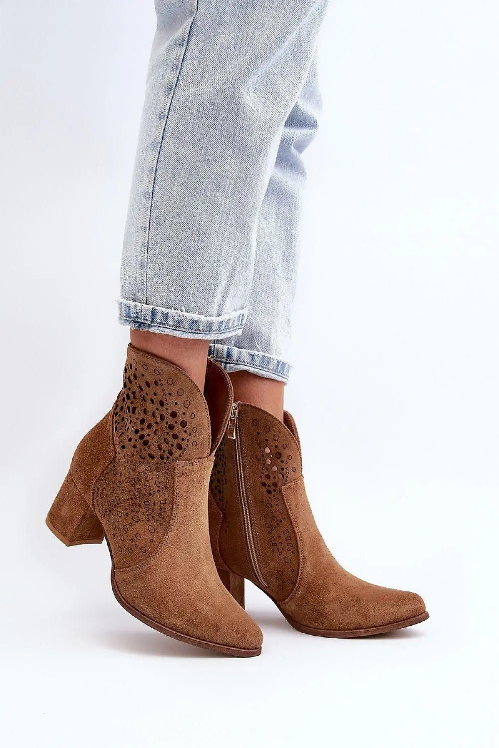 Step in style women's heeled boots were made of natural suede - Honesty Sales