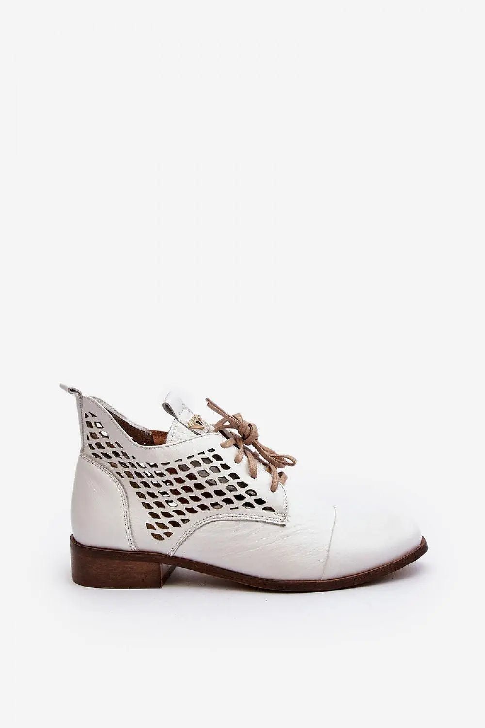 Step in style Women's natural suede boots with a low, openwork. - Honesty Sales