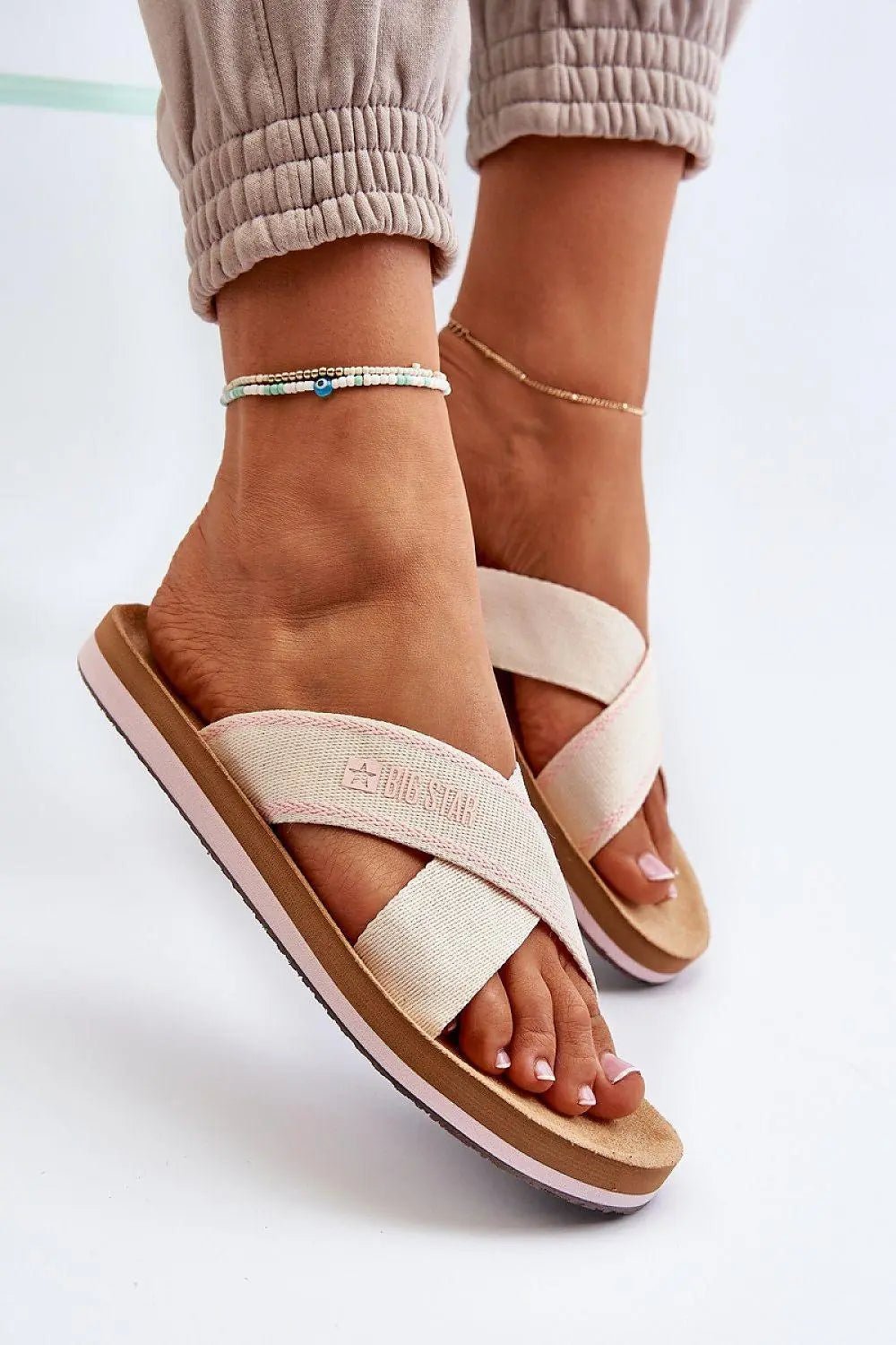 Step in style women's two intertwining straps flip-flops from the Big Star brand - Honesty Sales