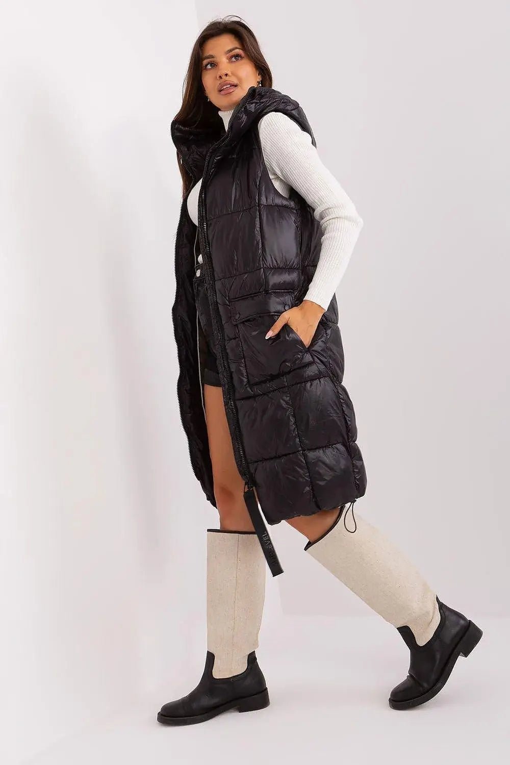 Subleve quilted zippered vest with hood - Honesty Sales