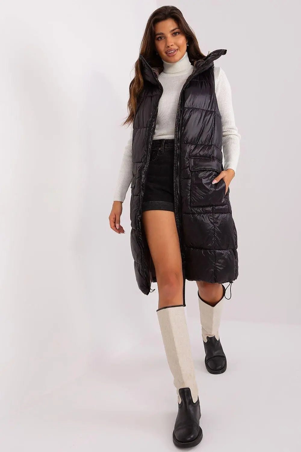 Subleve quilted zippered vest with hood - Honesty Sales