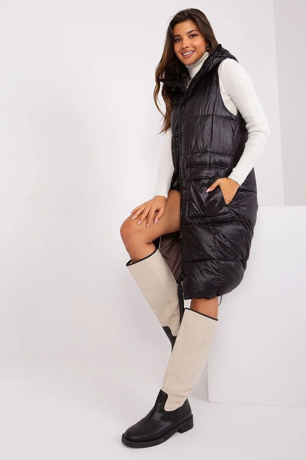 Subleve quilted zippered vest with hood - Honesty Sales