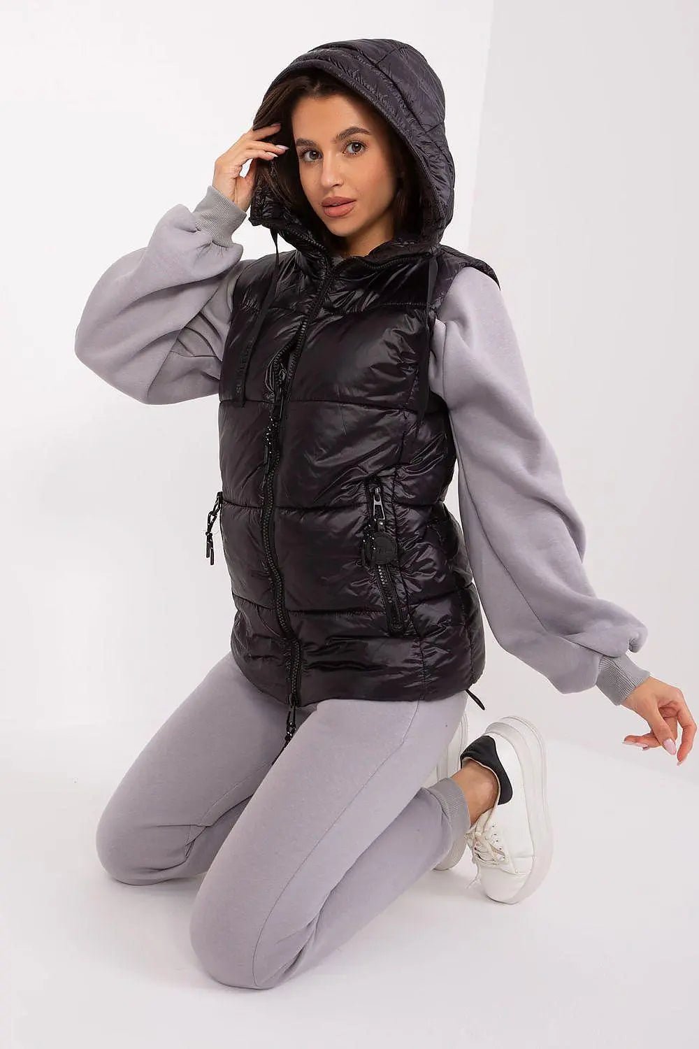 Sublevel Quilted, insulated zippered vest with hood - Honesty Sales