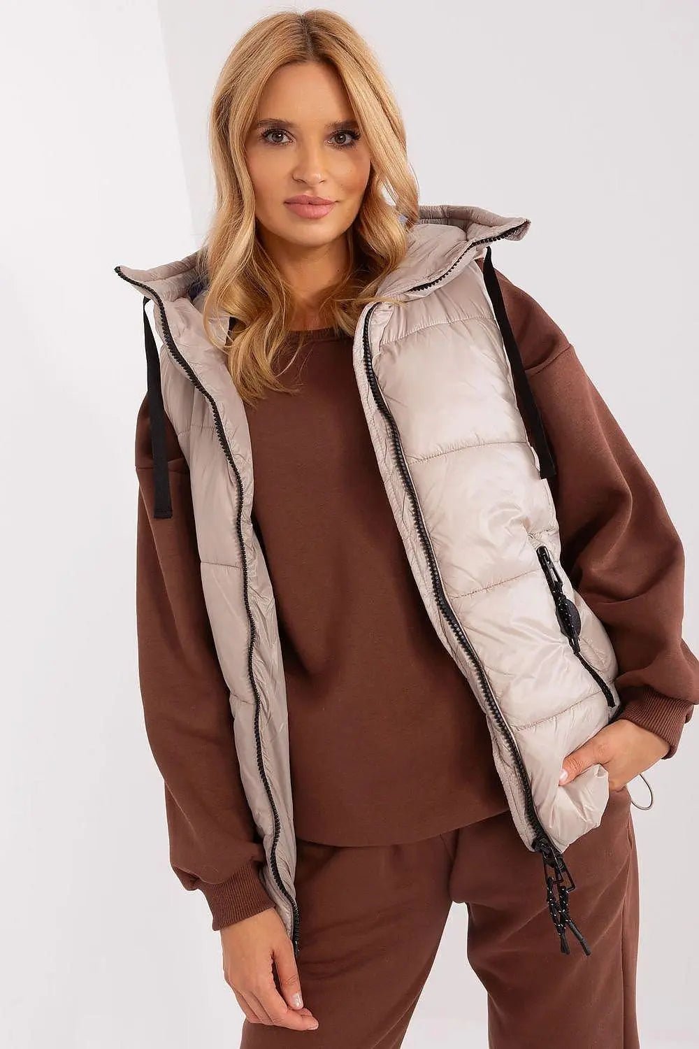 Sublevel Quilted, insulated zippered vest with hood - Honesty Sales