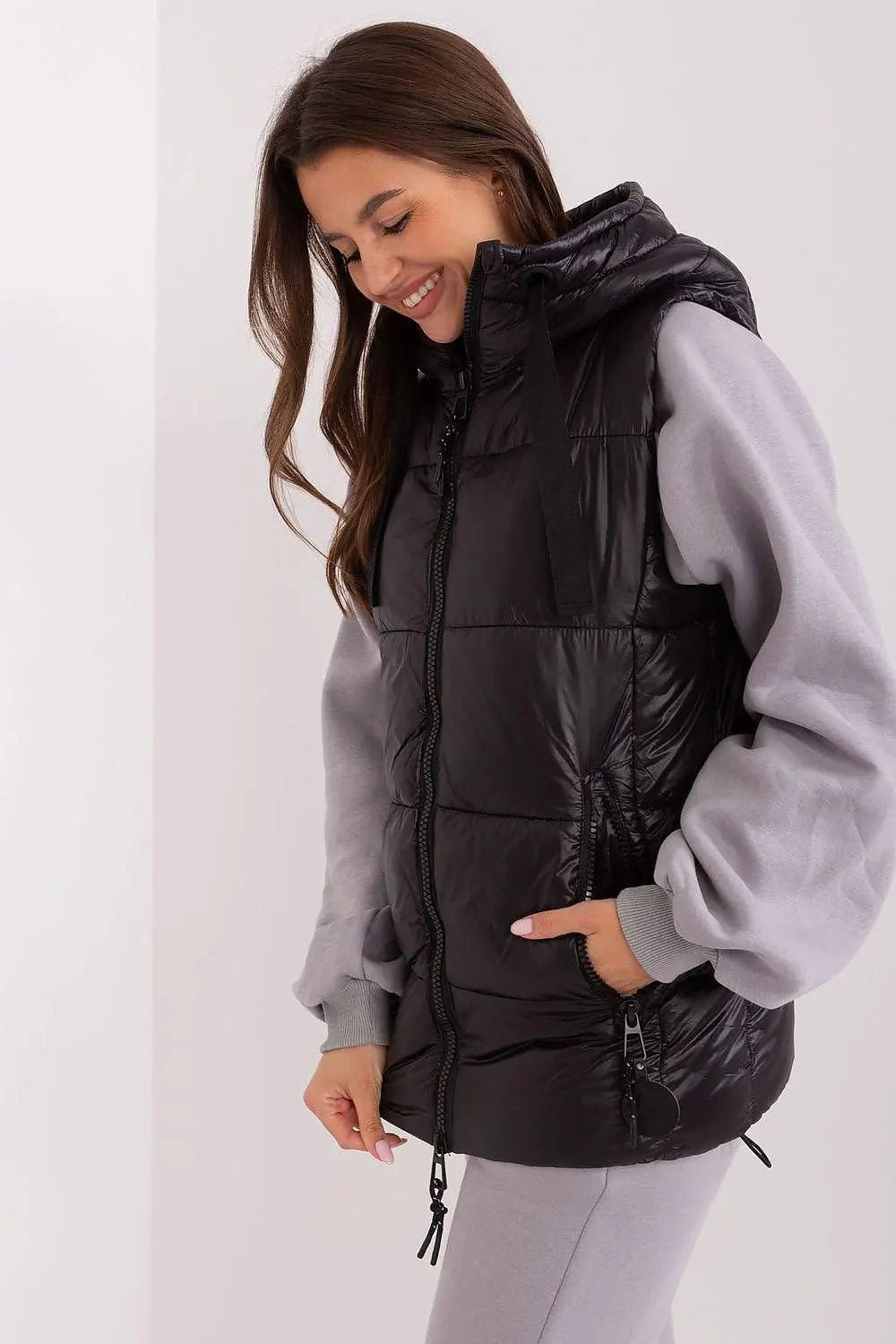 Sublevel Quilted, insulated zippered vest with hood - Honesty Sales