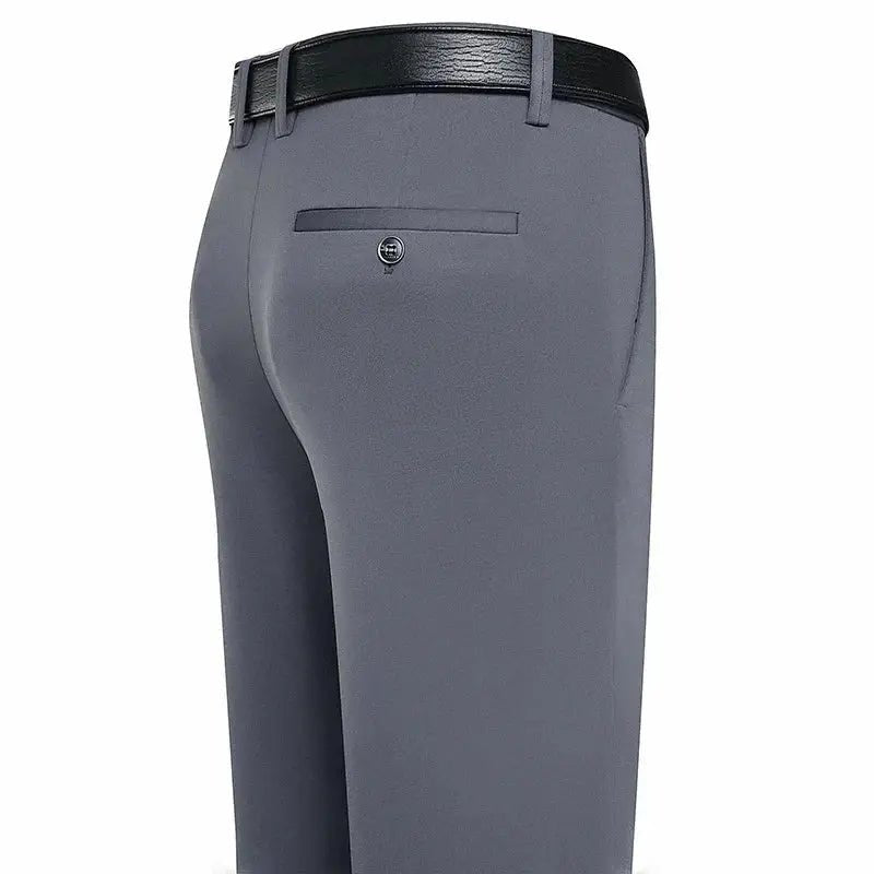 Suit Pants Men Business Casual Trousers Formal Dress Straight Pants Elastic Black Navy Blue Male Clothing - Honesty Sales