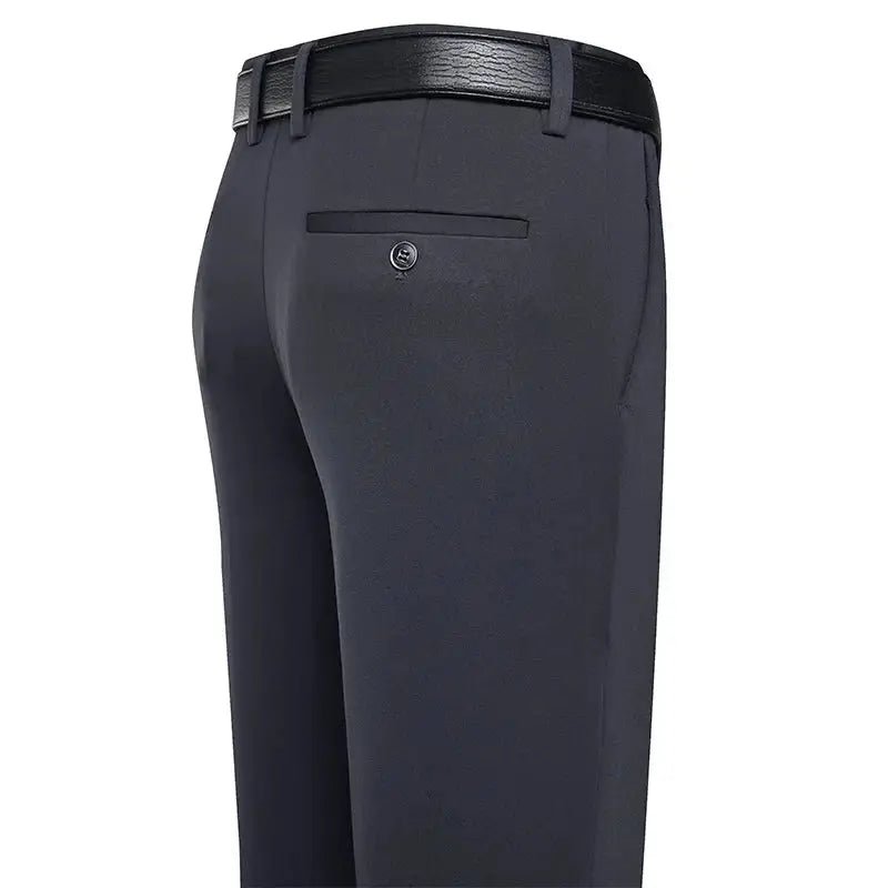 Suit Pants Men Business Casual Trousers Formal Dress Straight Pants Elastic Black Navy Blue Male Clothing - Honesty Sales