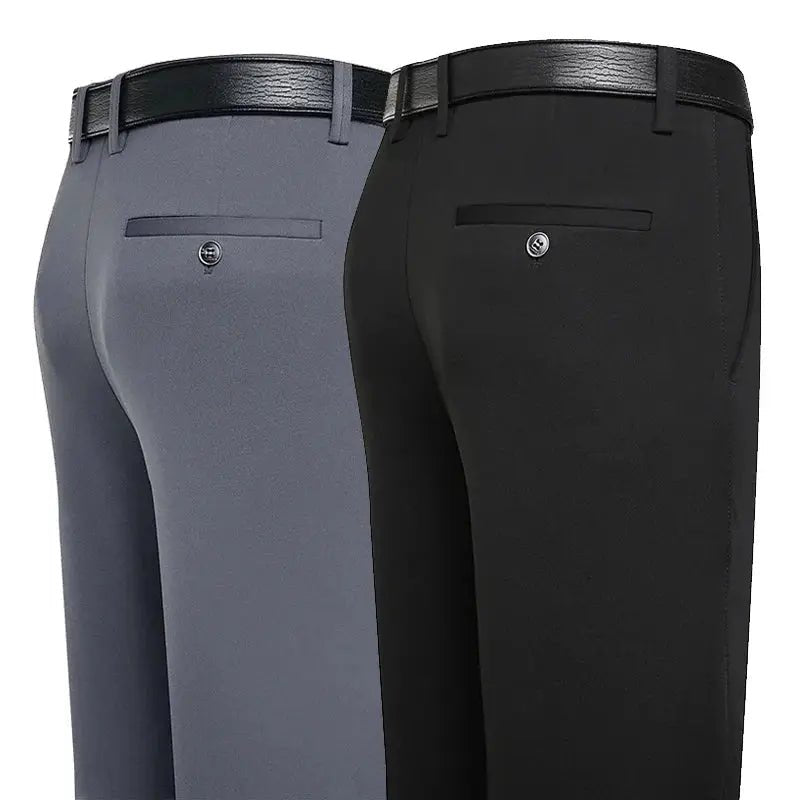 Suit Pants Men Business Casual Trousers Formal Dress Straight Pants Elastic Black Navy Blue Male Clothing - Honesty Sales