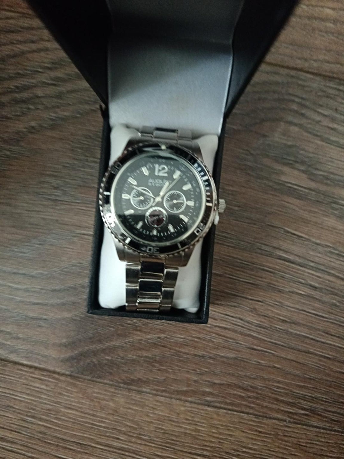 Silver-Tone Black-Dial Bracelet Watch – Clearance