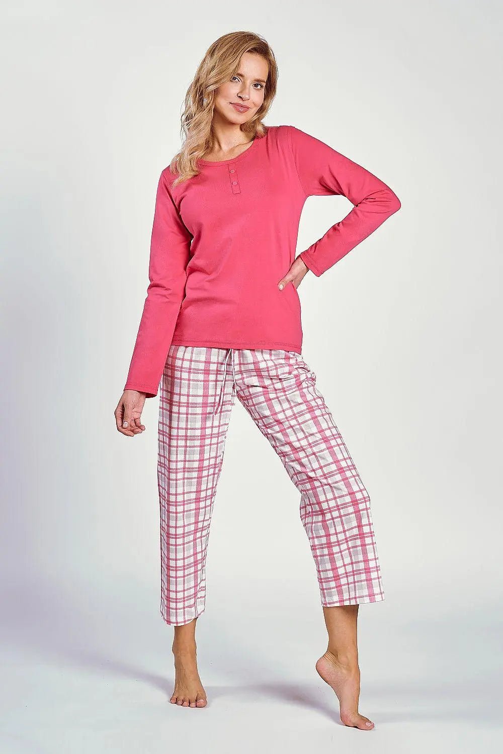 Taro 7/8-length pants and long-sleeved blouse Women's pajamas - Honesty Sales