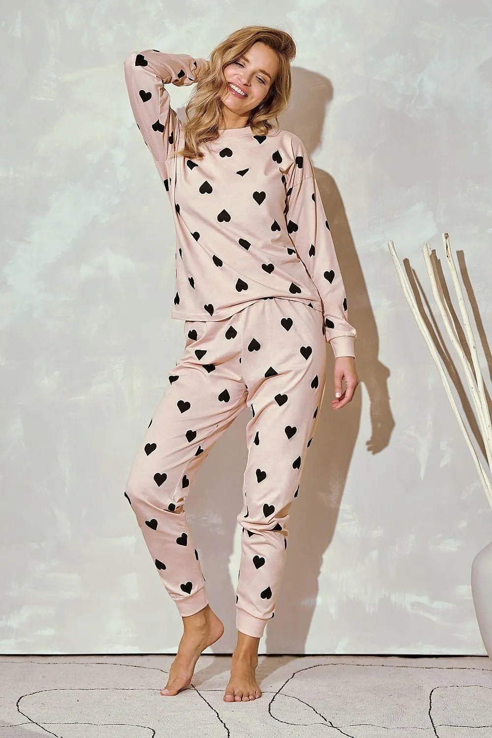 Taro long-sleeved blouse and long pants Women's pajamas - Honesty Sales