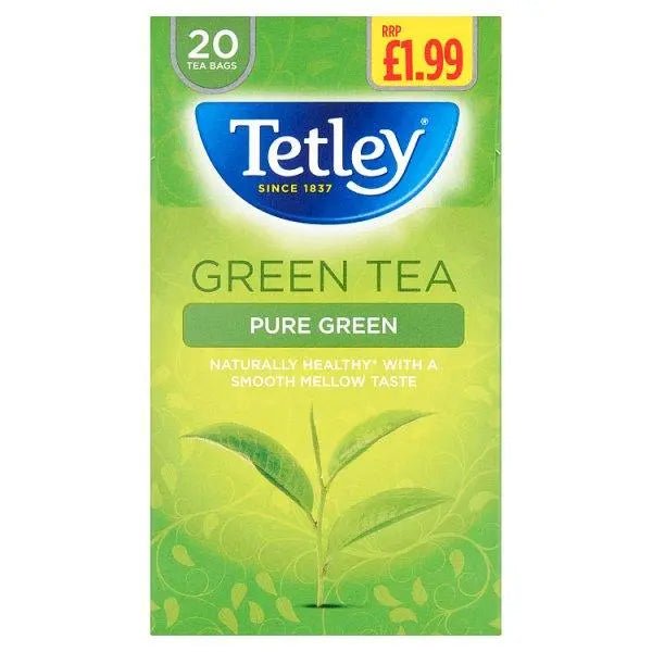 Tetley Pure Green 20 Green Tea 40g (Case of 4) - Honesty Sales