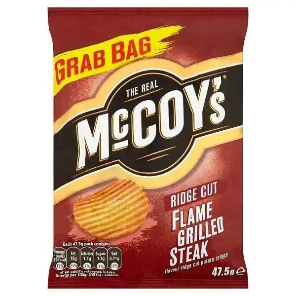The Real McCoy's Flame Grilled Steak Ridge Cut Potato Crisps 47.5g (Case of 26) - Honesty Sales U.K