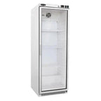 The SPR400G Sterling Pro Cobus Glass Door Upright Refrigerator White - Honesty Sales