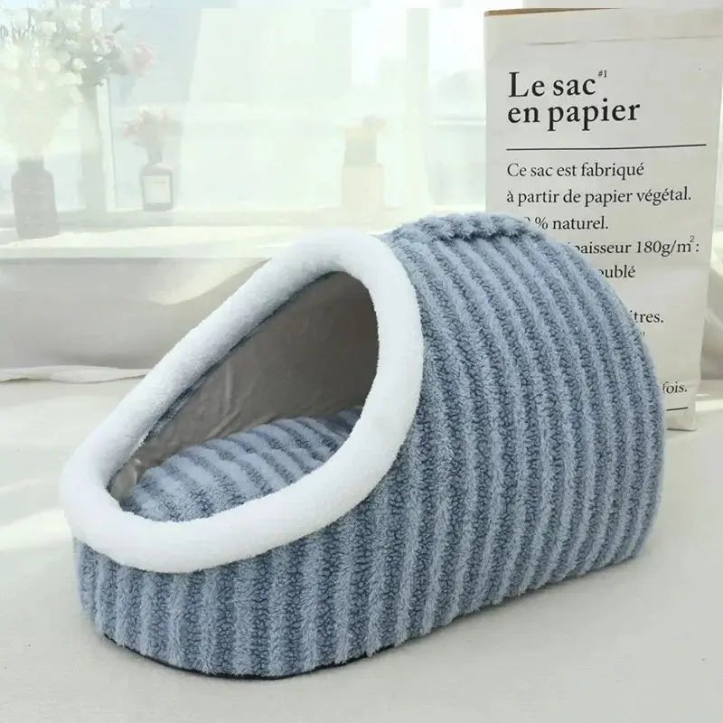 Thickened 3D Dog Cat Bed For Autumn Winter Warm Hole Drilling Dog Bed With Removable Sponge Striped Pet Bed Puppy Nest Sofa - Honesty Sales