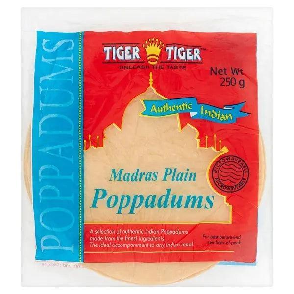 Tiger Tiger Authentic Indian Madras Plain Poppadums 250g - Honesty Sales Main image